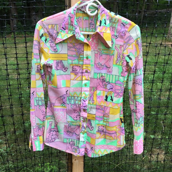 Tops - Vintage 70s circus shirt funky